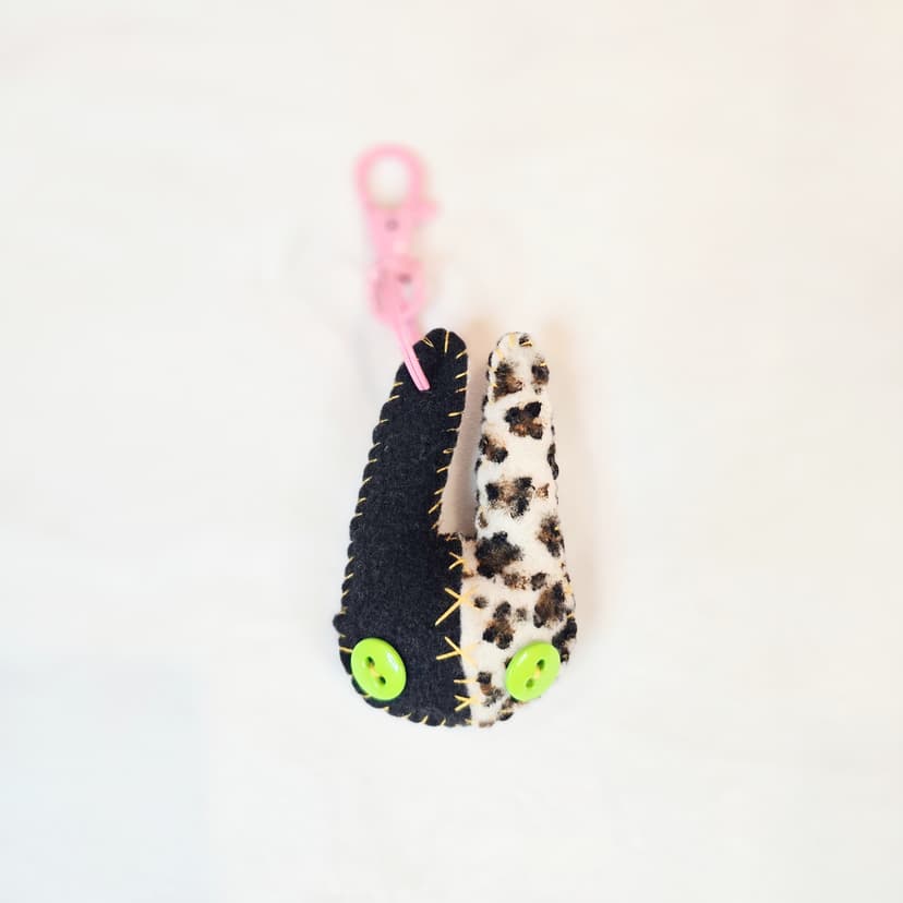 Black Leopard Bunny charm 